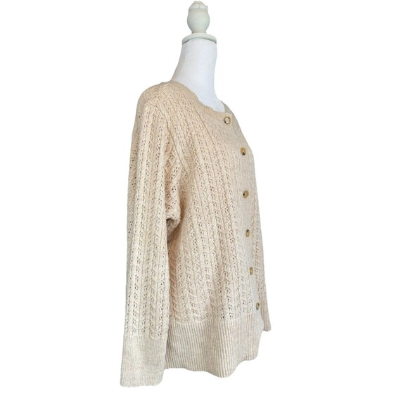 Croft & Barrow Cardigan Plus 1X Beige Womens Crewneck Textured Neutral NWT - Picture 5 of 7